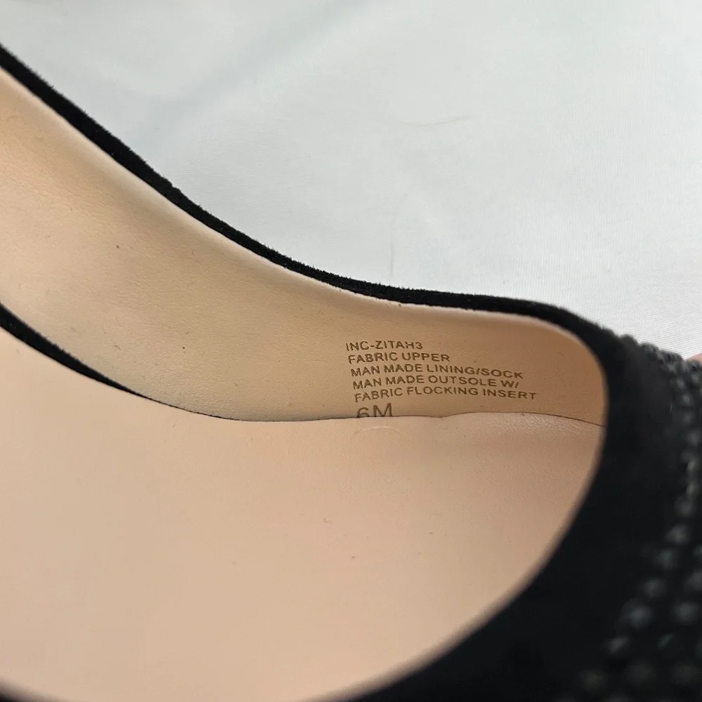 INC International Concepts Black‎ Embellished Pointed Toe Pumps, Size 6M - Picture 3 of 8